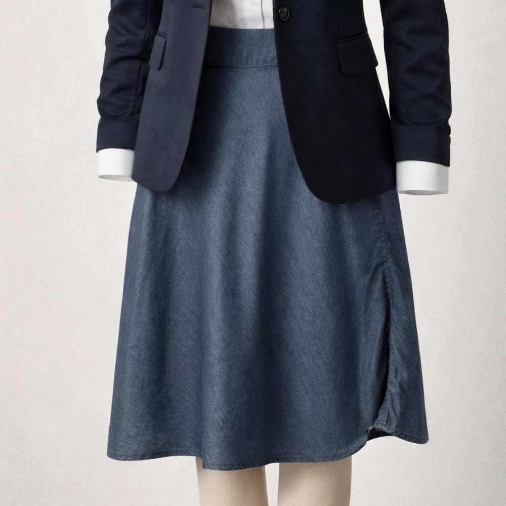 Westport Denim Blue A-Line Midi Skirt - Size 6 - Classic Casual Style
